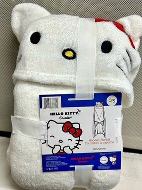 NWT- Hello Kitty Hooded Plush Blanket